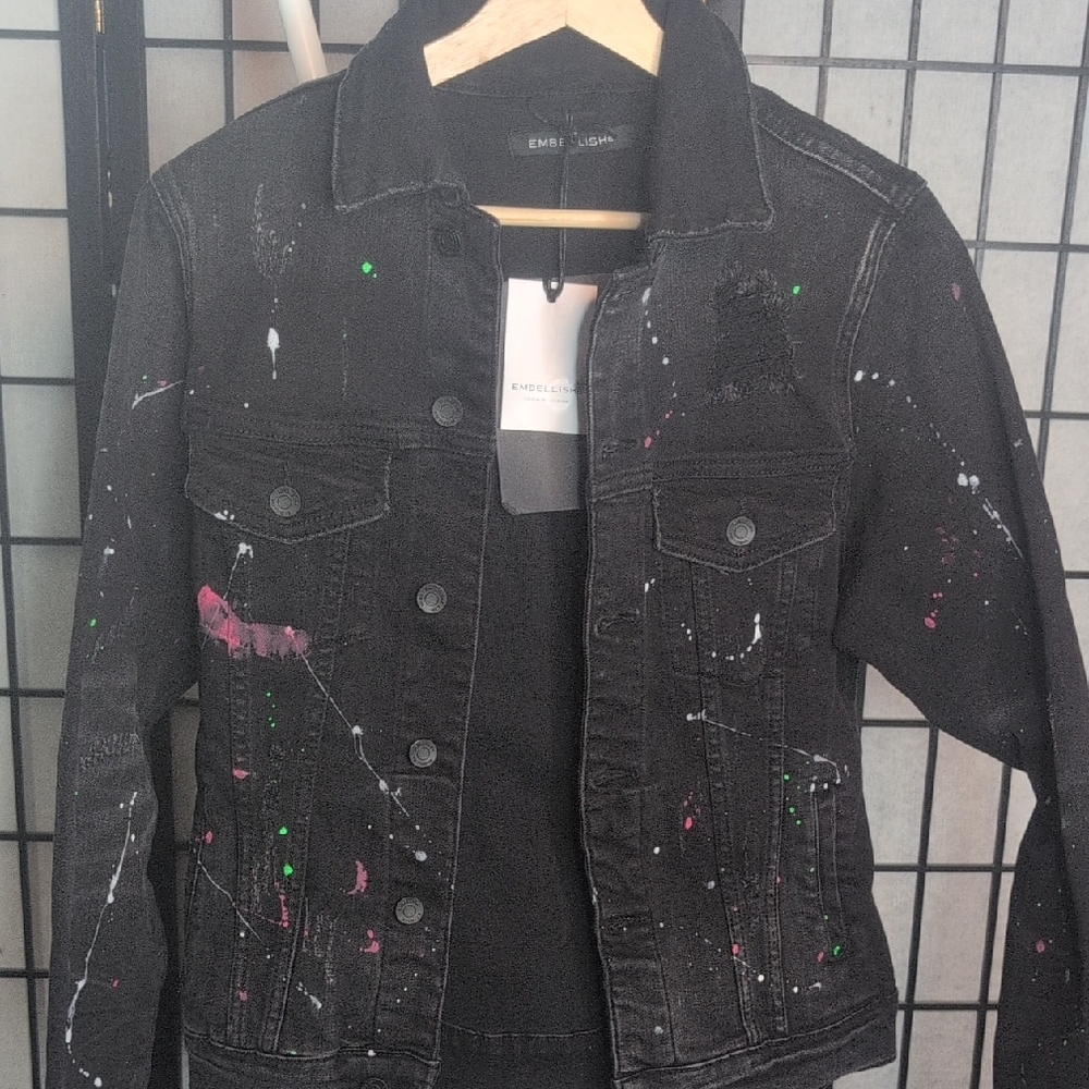 EMBELLISH Splatter Black Jean Jacket